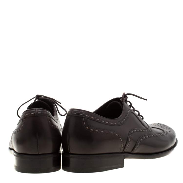 Pre Owned Bottega Veneta Brown Leather Brogue Oxfords Size 42