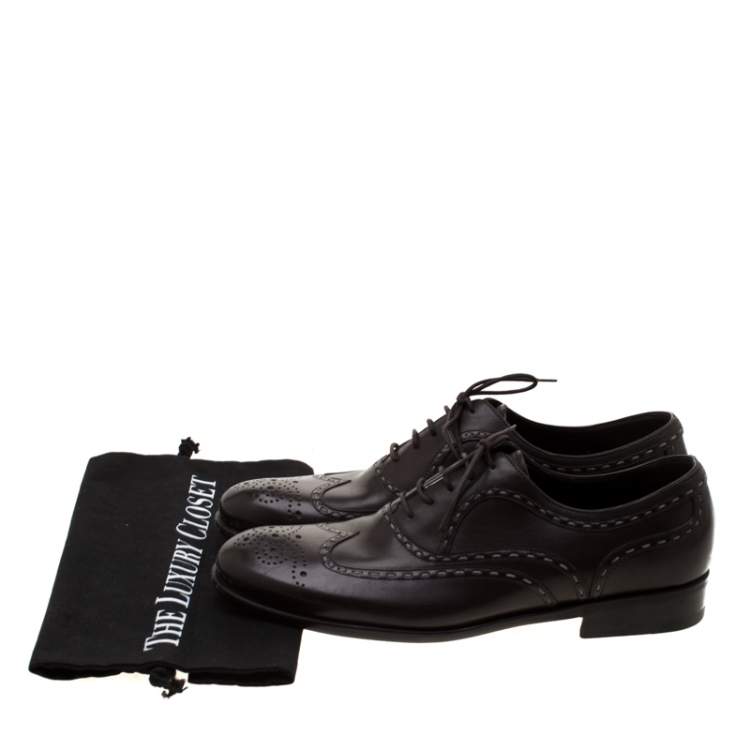 Pre Owned Bottega Veneta Brown Leather Brogue Oxfords Size 42