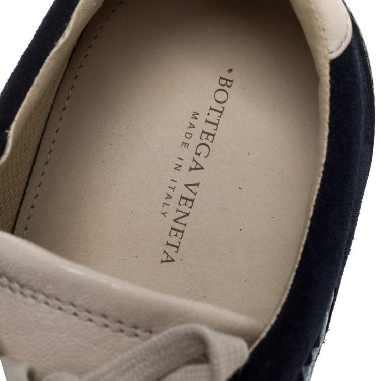 مملوكة مسبقًا Bottega Veneta Blue Suede and Leather Butterfly Sneakers Size 43.5