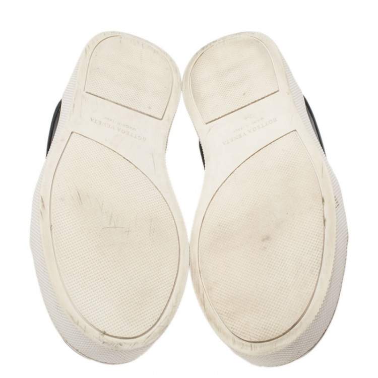 Pre Owned Bottega Veneta Black Intrecciato Leather Low Top Sneakers Size 42.5