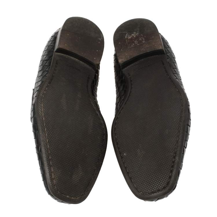 Pre Owned Bottega Veneta Black Intrecciato Leather Loafers 40