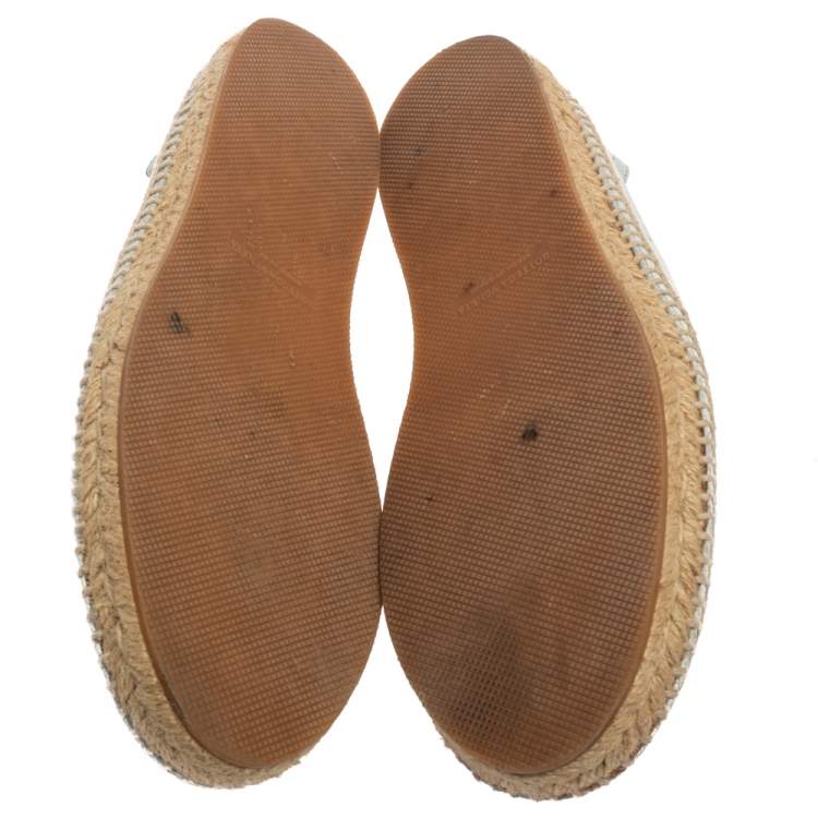 Pre Owned Bottega Veneta Blue Perforated Suede Slip On Espadrilles Size 42