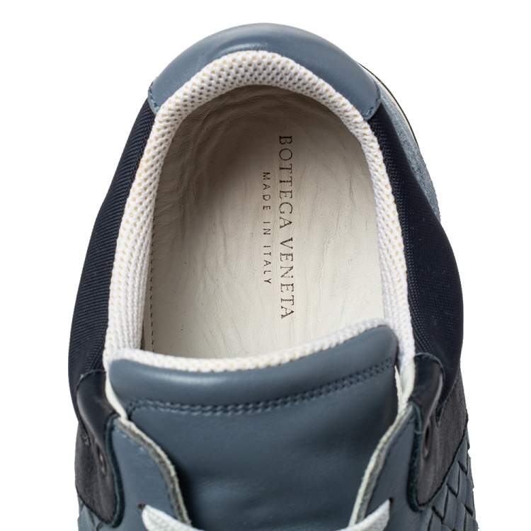 مملوكة مسبقًا Bottega Veneta Blue Suede And Nylon Low Top Sneakers Size 42