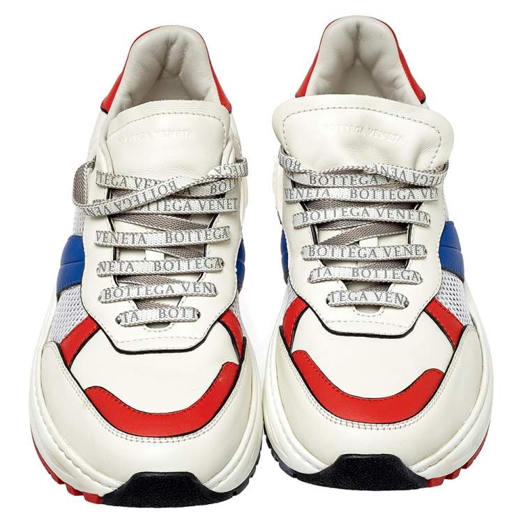 Pre Owned Bottega Veneta Tricolor Mesh and Leather Speedster Sneakers Size 43.5