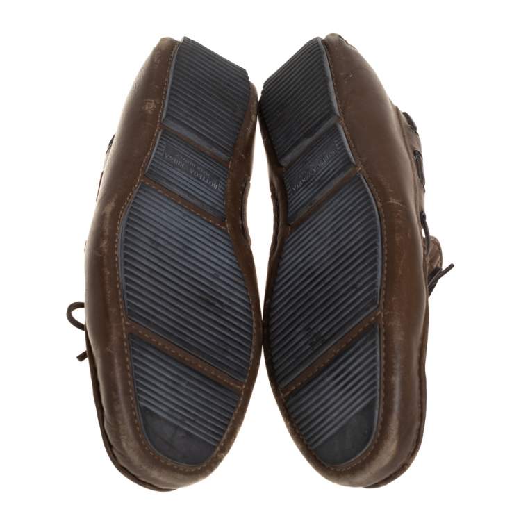 Pre Owned Bottega Veneta Brown Intrecciato Leather Bow Slip On Loafers Size 43