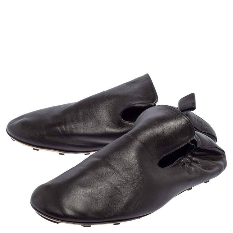 Pre Owned Bottega Veneta Black Leather Smoking Slippers Size 43