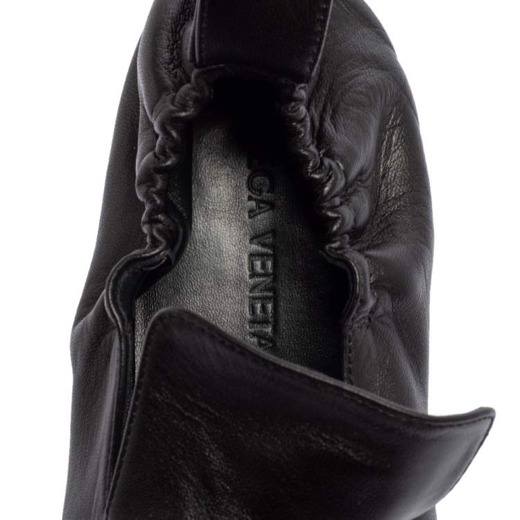 Pre Owned Bottega Veneta Black Leather Smoking Slippers Size 43