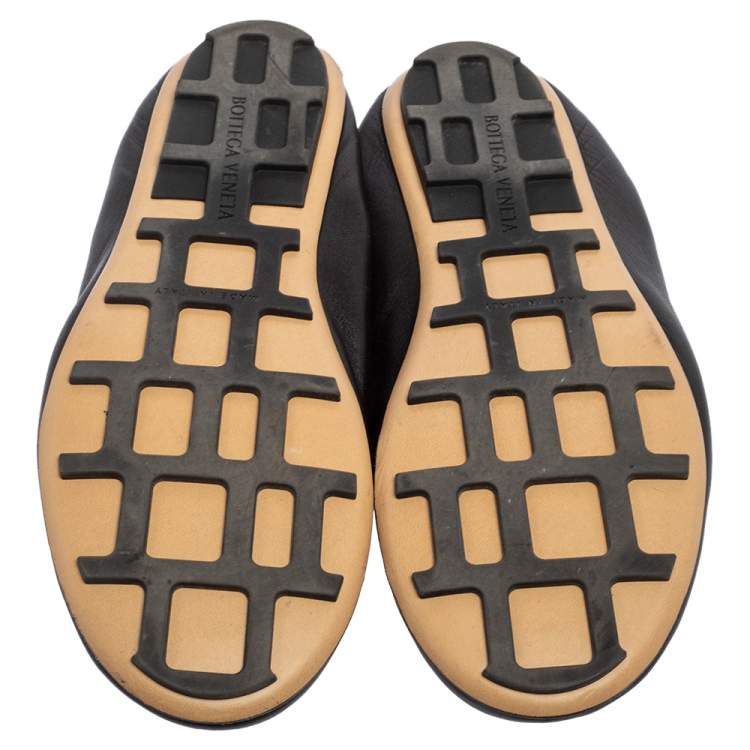 Pre Owned Bottega Veneta Black Leather Smoking Slippers Size 43