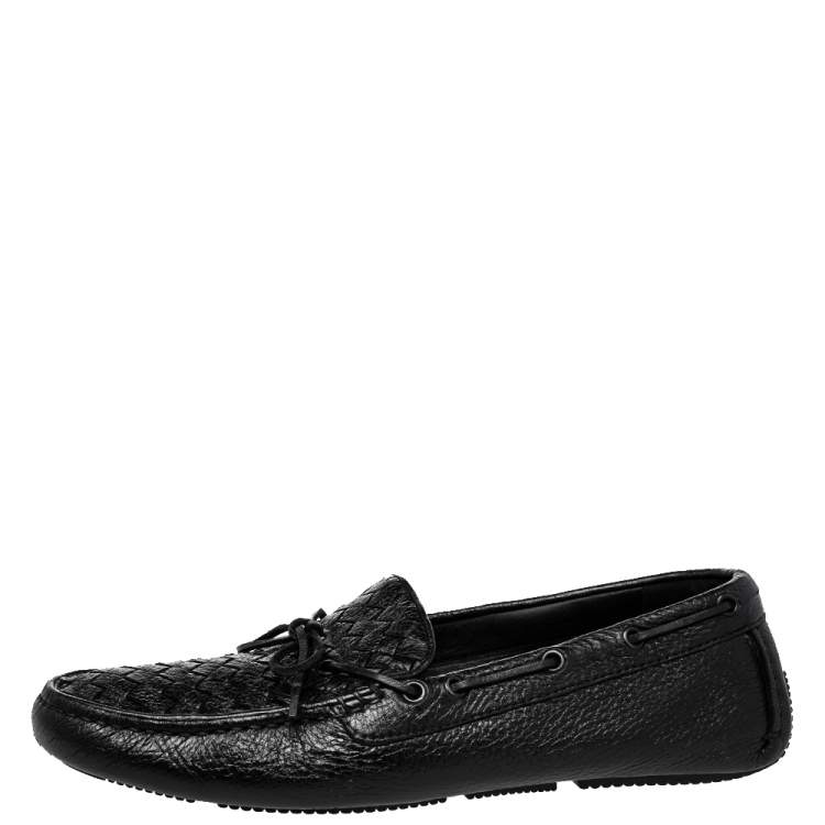 Bottega Veneta Black Intrecciato Leather Slip on Loafers