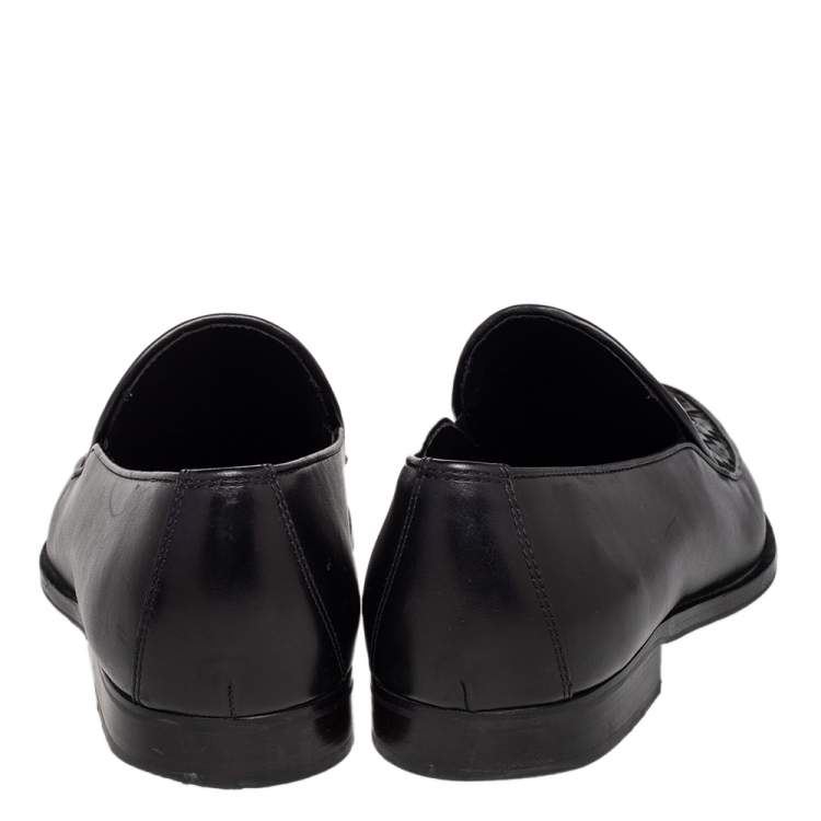 Pre Owned Bottega Veneta Black Intrecciato Leather Loafers Size 46