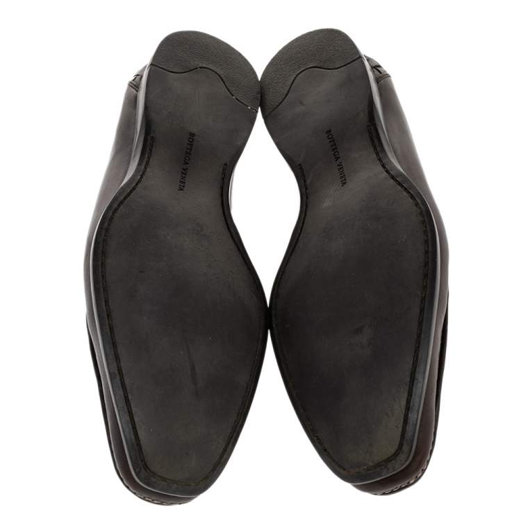 Pre Owned Bottega Veneta Brown Intrecciato Leather Slip On Loafers Size 41