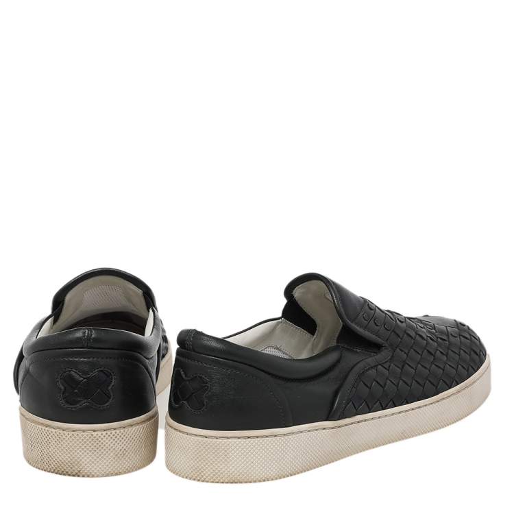 مملوكة مسبقًا Bottega Veneta Black Intrecciato Leather Slip On Sneakers Size 41