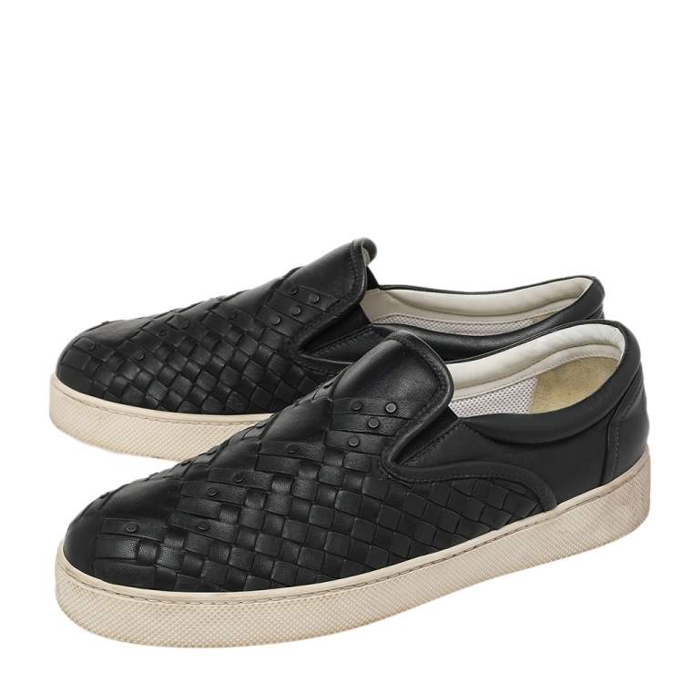 مملوكة مسبقًا Bottega Veneta Black Intrecciato Leather Slip On Sneakers Size 41