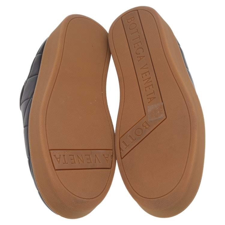 Pre Owned Bottega Veneta Brown Quilted Leather Slip On Sneakers Size 45