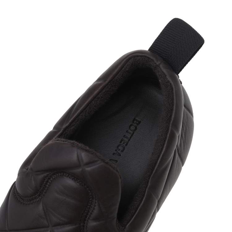 Pre Owned Bottega Veneta Brown Quilted Leather Slip On Sneakers Size 45