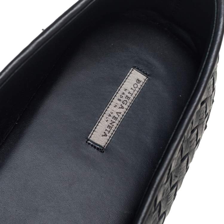 Pre Owned Bottega Veneta Black Intrecciato Leather Smoking Slippers Size 44