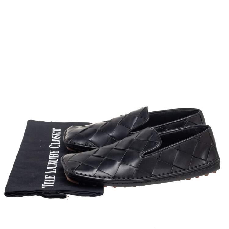 Pre Owned Bottega Veneta Black Intrecciato Leather Douglas Loafers Size 37