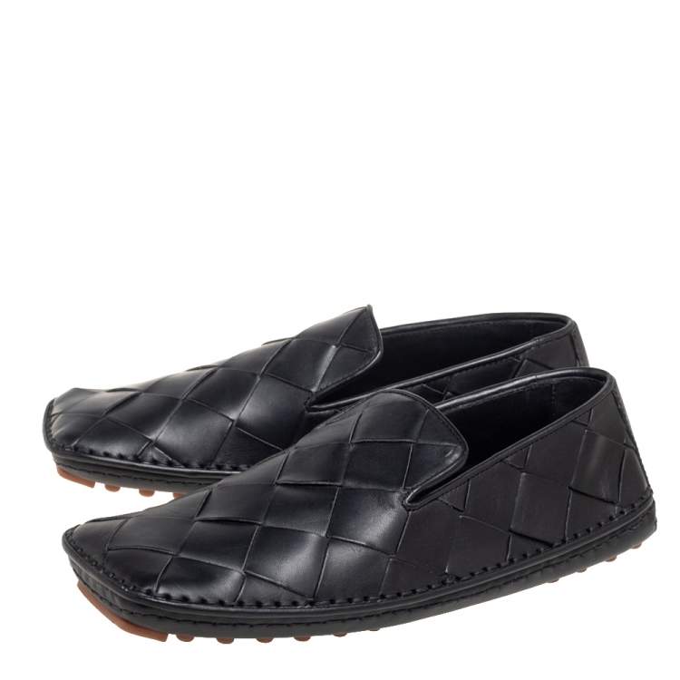 Pre Owned Bottega Veneta Black Intrecciato Leather Douglas Loafers Size 37