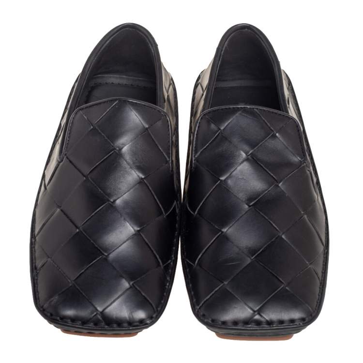 Pre Owned Bottega Veneta Black Intrecciato Leather Douglas Loafers Size 37
