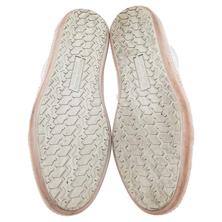 Pre Owned Bottega Veneta White Suede Low-Top Sneakers Size 41.5