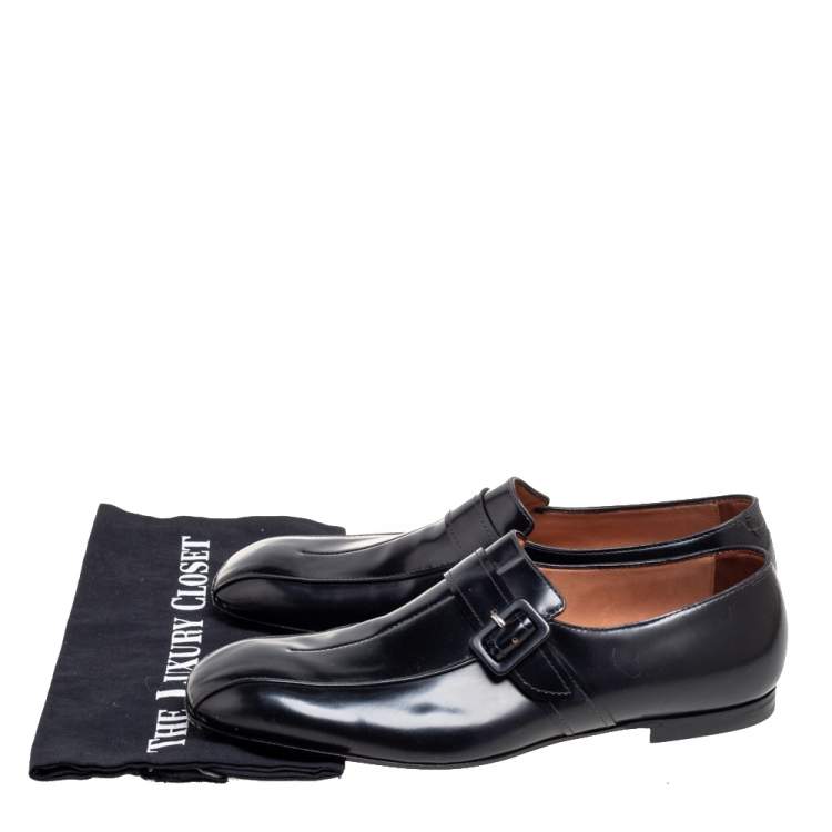 Pre Owned Bottega Veneta Black Leather Loafers Size 41