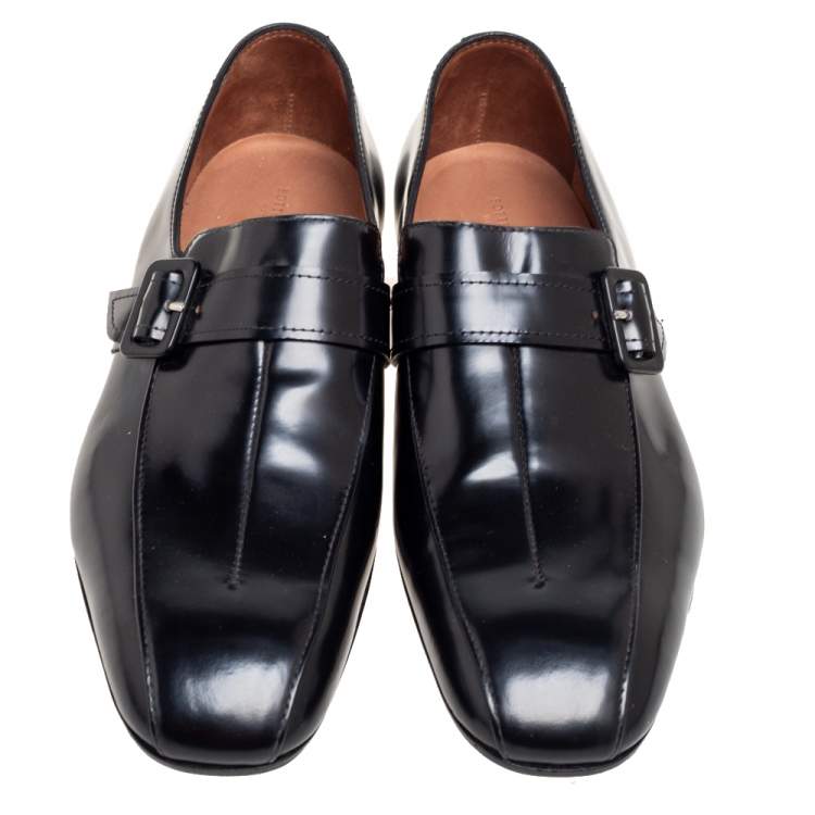 Pre Owned Bottega Veneta Black Leather Loafers Size 41