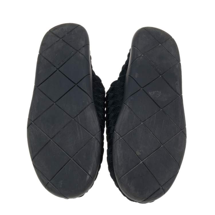 Pre Owned Bottega Veneta Black Intrecciato Elastic Fabric Starfish Slip On Sneakers Size 42