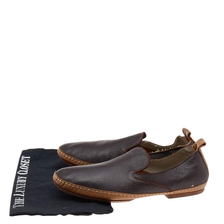 Pre Owned Bottega Veneta Brown Leather Smoking Slippers Size 41