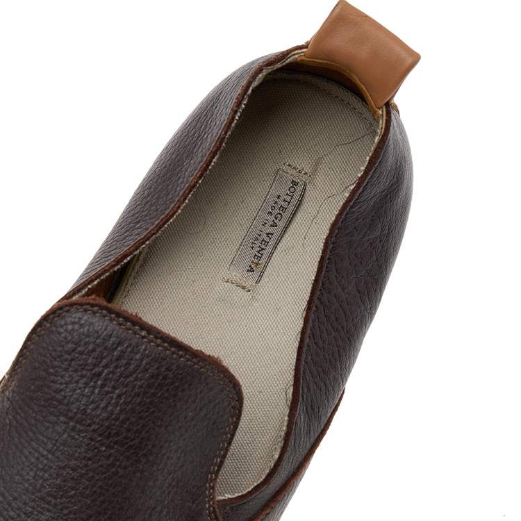 Pre Owned Bottega Veneta Brown Leather Smoking Slippers Size 41