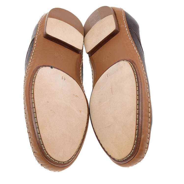 Pre Owned Bottega Veneta Brown Leather Smoking Slippers Size 41