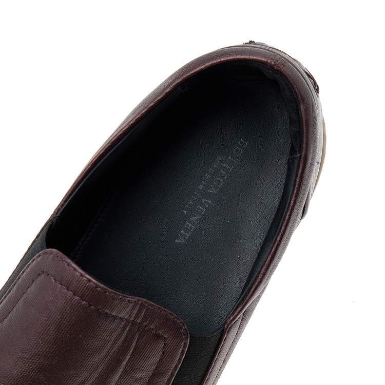 Pre Owned Bottega Veneta Metallic Brown Intrecciato Leather Slip On Sneakers Size 36