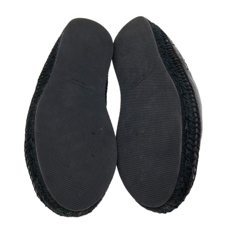 Pre Owned Bottega Veneta Black Intrecciato Leather Slip On Espadrilles Size 42
