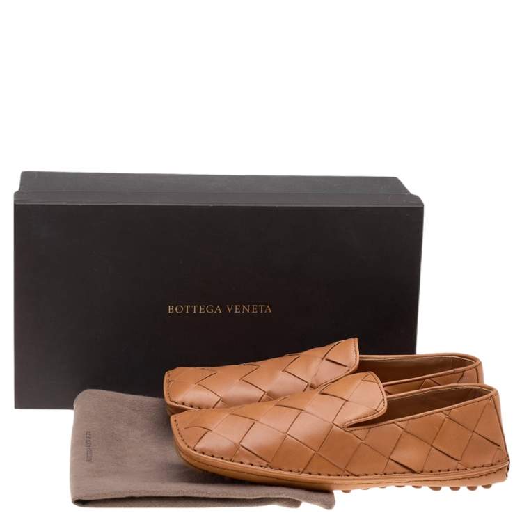 Pre Owned Bottega Veneta Brown Intrecciato Leather Douglas Loafers Size 40