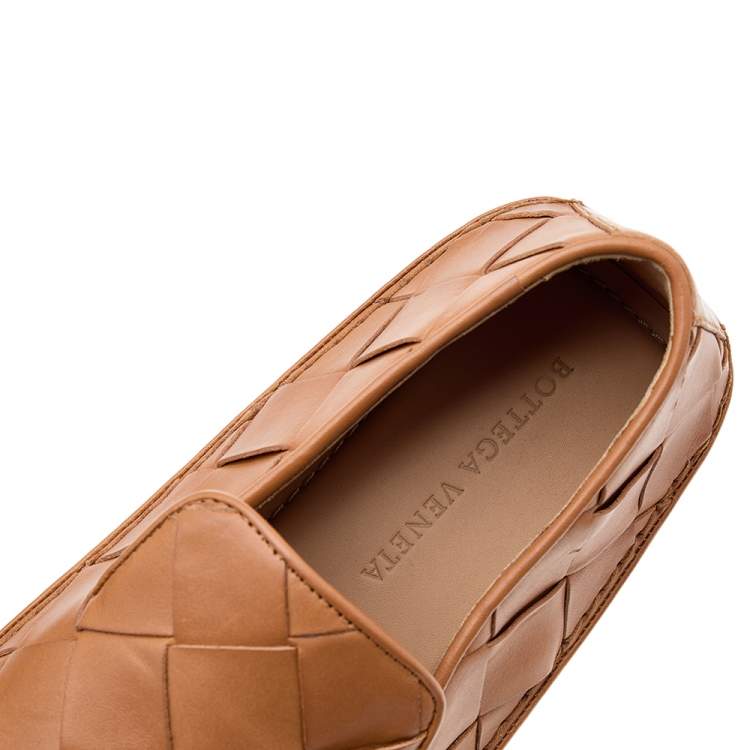 Pre Owned Bottega Veneta Brown Intrecciato Leather Douglas Loafers Size 40