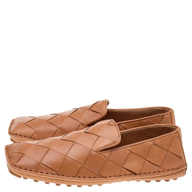 Pre Owned Bottega Veneta Brown Intrecciato Leather Douglas Loafers Size 40