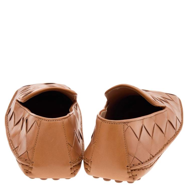 Pre Owned Bottega Veneta Brown Intrecciato Leather Douglas Loafers Size 40