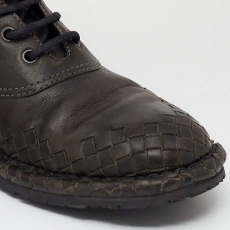 Pre Owned Bottega Veneta Black Leather Combat Boots Size 40