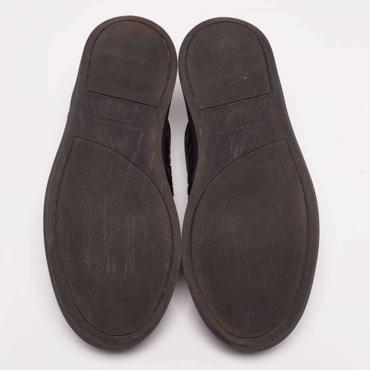 مملوكة مسبقًا Bottega Veneta Black Intrecciato Leather Dodger Slip-On Sneakers Size 44