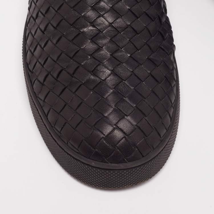 مملوكة مسبقًا Bottega Veneta Black Intrecciato Leather Dodger Slip-On Sneakers Size 44