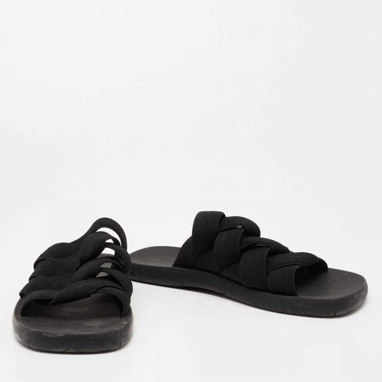 Pre Owned Bottega Veneta Black Elastic Slide Sandals Size 44