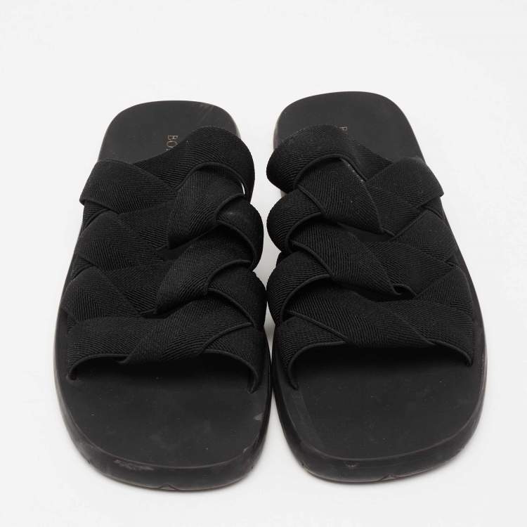 Pre Owned Bottega Veneta Black Elastic Slide Sandals Size 44