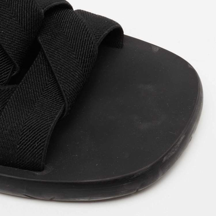 Pre Owned Bottega Veneta Black Elastic Slide Sandals Size 44