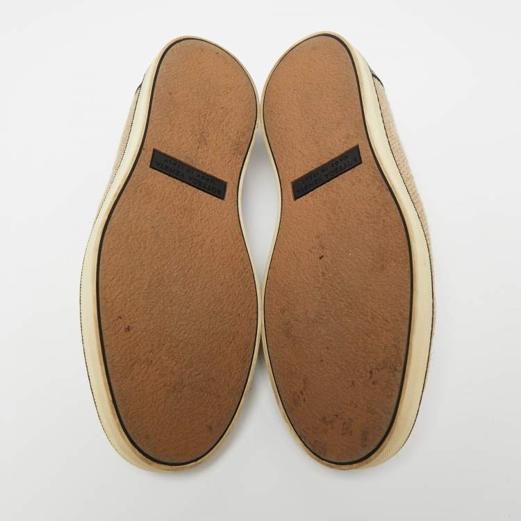 Pre Owned Bottega Veneta Beige Jute Slip On Sneakers Size 40.5