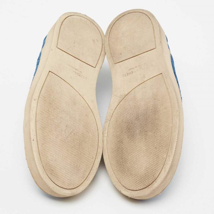 مملوكة �مسبقًا Bottega Veneta Blue Intrecciato Suede Slip-On Sneakers Size 41