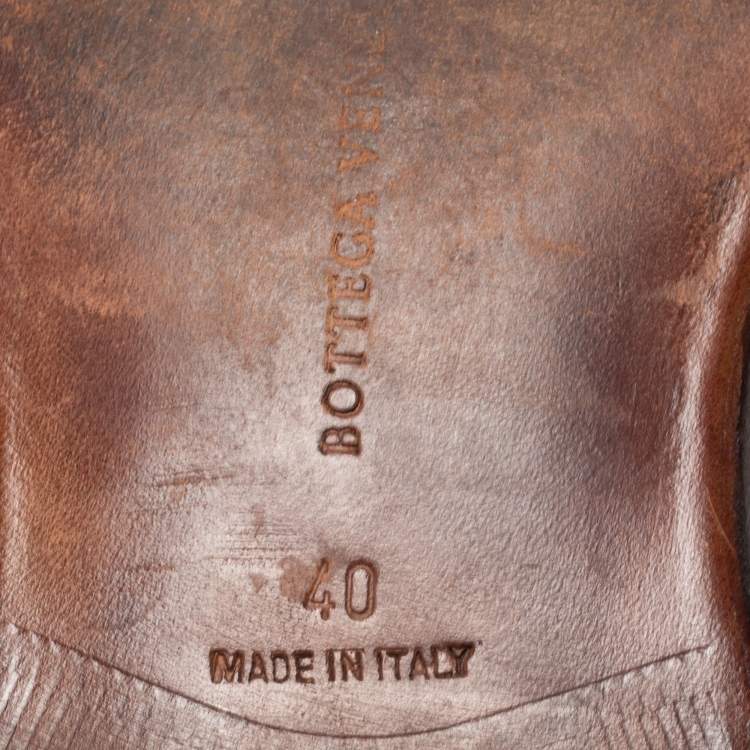 Pre Owned Bottega Veneta Brown Leather Tassel Slip On Loafers Size 40