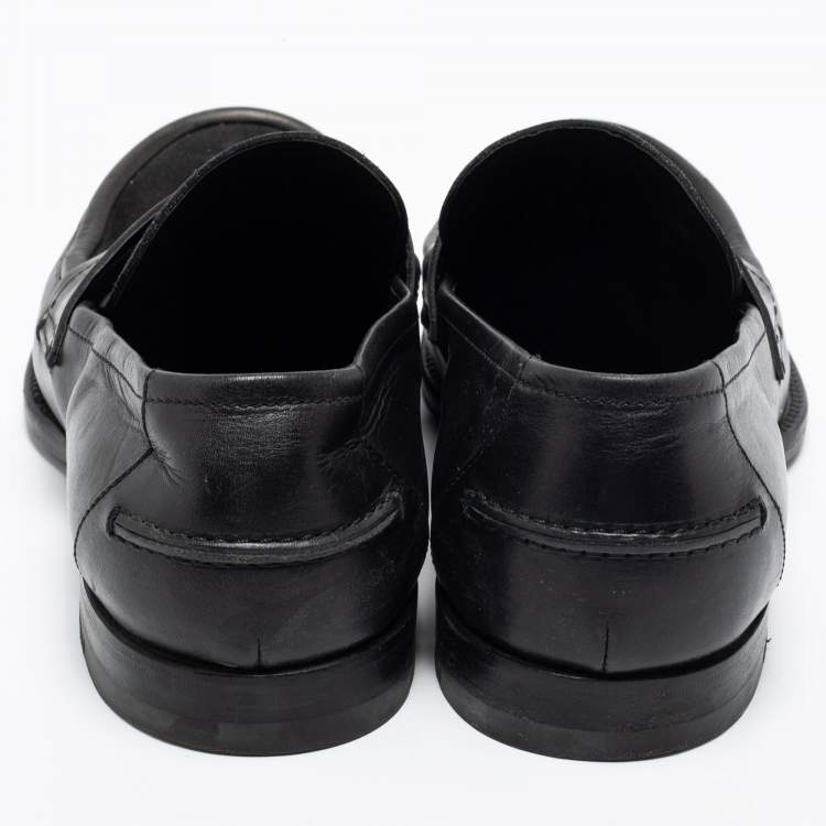 Pre Owned Bottega Veneta Black Suede And Leather Slip on Loafers Size 42 
