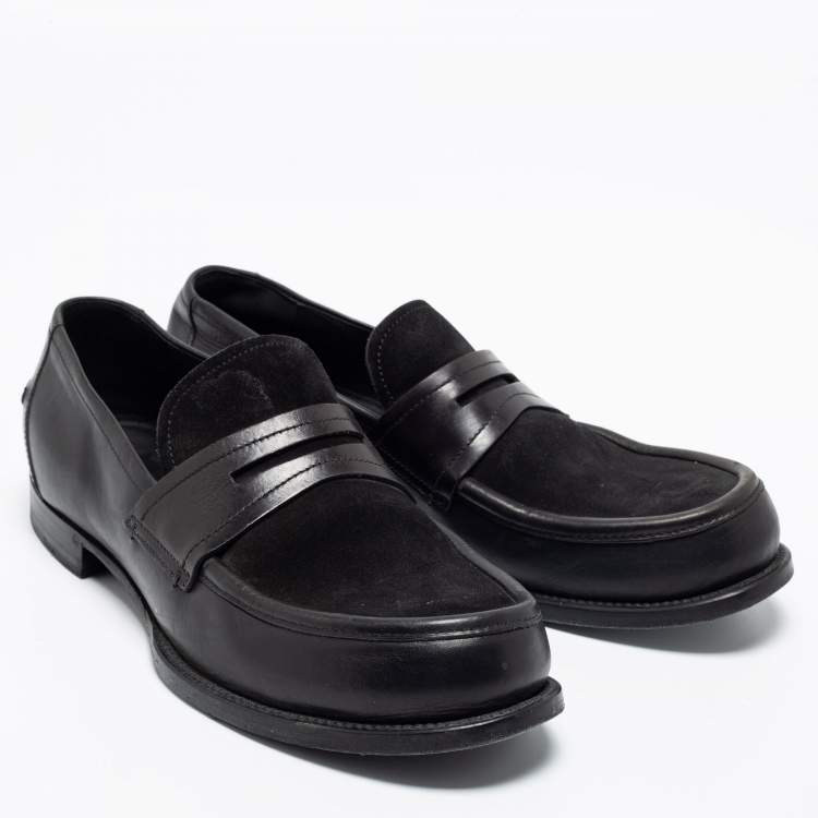 Pre Owned Bottega Veneta Black Suede And Leather Slip on Loafers Size 42 