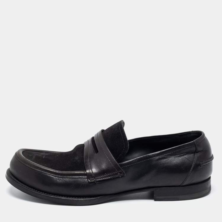 Pre Owned Bottega Veneta Black Suede And Leather Slip on Loafers Size 42 