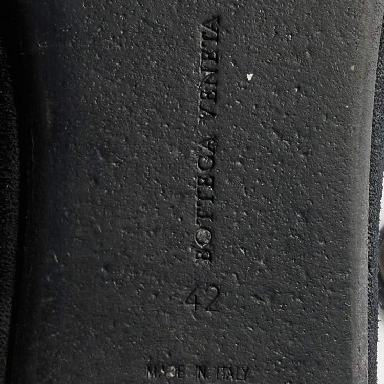 Pre Owned Bottega Veneta Black Intrecciato Leather Smoking Slippers Size 42
