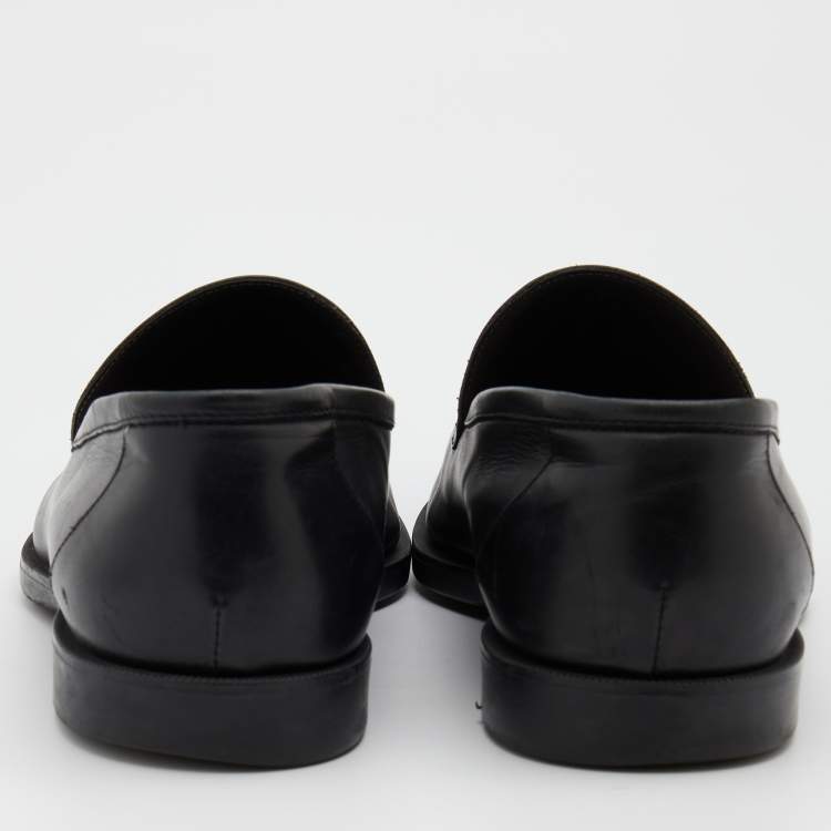 Pre Owned Bottega Veneta Black Intrecciato Leather Slip On Loafers Size 43